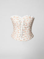 Floral Lace-Up Corset Top