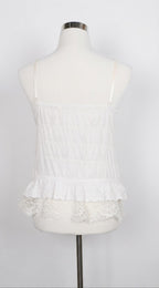 White Ruffle Corset Cami with Green Trim