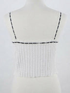 White Ruched Tie-Front Top with Black Ribbon