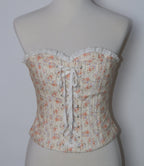 Floral Lace-Up Corset Top