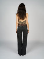 Backless Cowel Neck Leopard Print Top