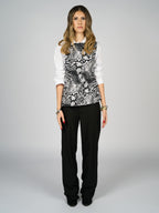 Mixed Animal Print B&W Top
