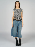 Adjustable Lace Strap Side Zebra Top