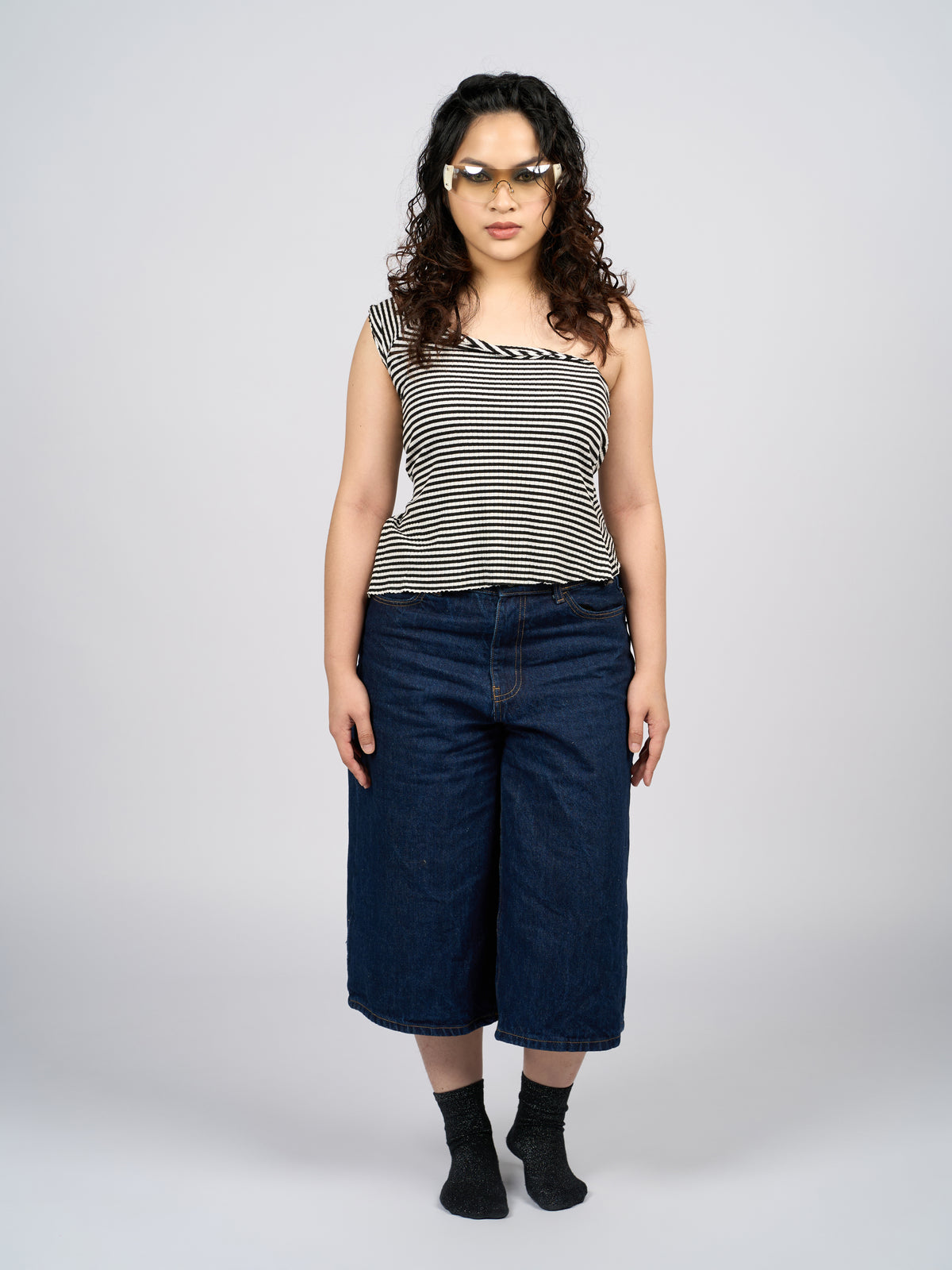 Striped One-Shoulder Top